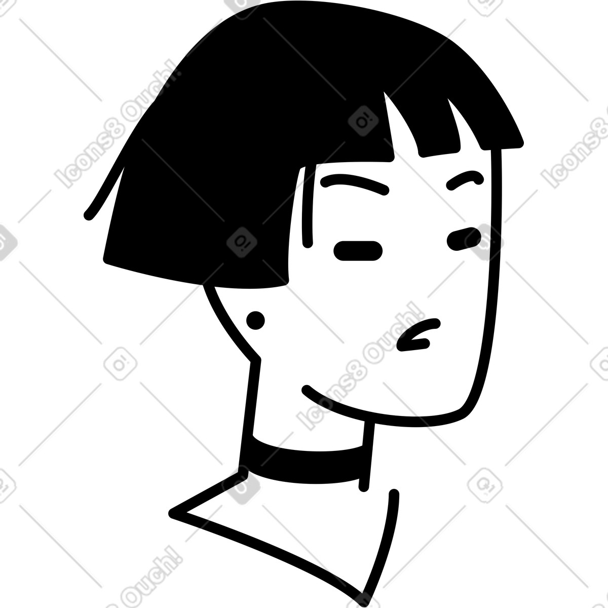 Ilustración Cabeza de mujer con una gargantilla en estilo Weekday a descargar en PNG y SVG