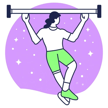 A silhouette of a person is depicted in the act of doing pull-ups on a sturdy horizontal bar. The figure is well-defined against the backdrop of a night sky. Stars are scattered throughout the sky, creating a sparkling effect. The pull-up bar is positioned at the top of the image, while the ground is barely visible, suggesting an elevated setting. The person's posture is dynamic, with arms bent and legs slightly elevated, emphasizing the physical effort involved in the exercise.