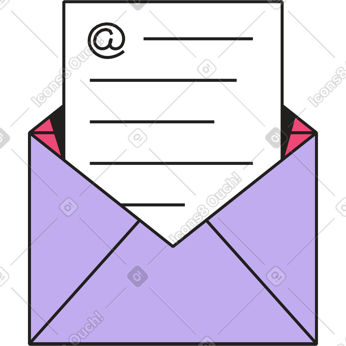 Umschlag mit einem brief-Illustration im Dazzle-Stil als Download in PNG, SVG