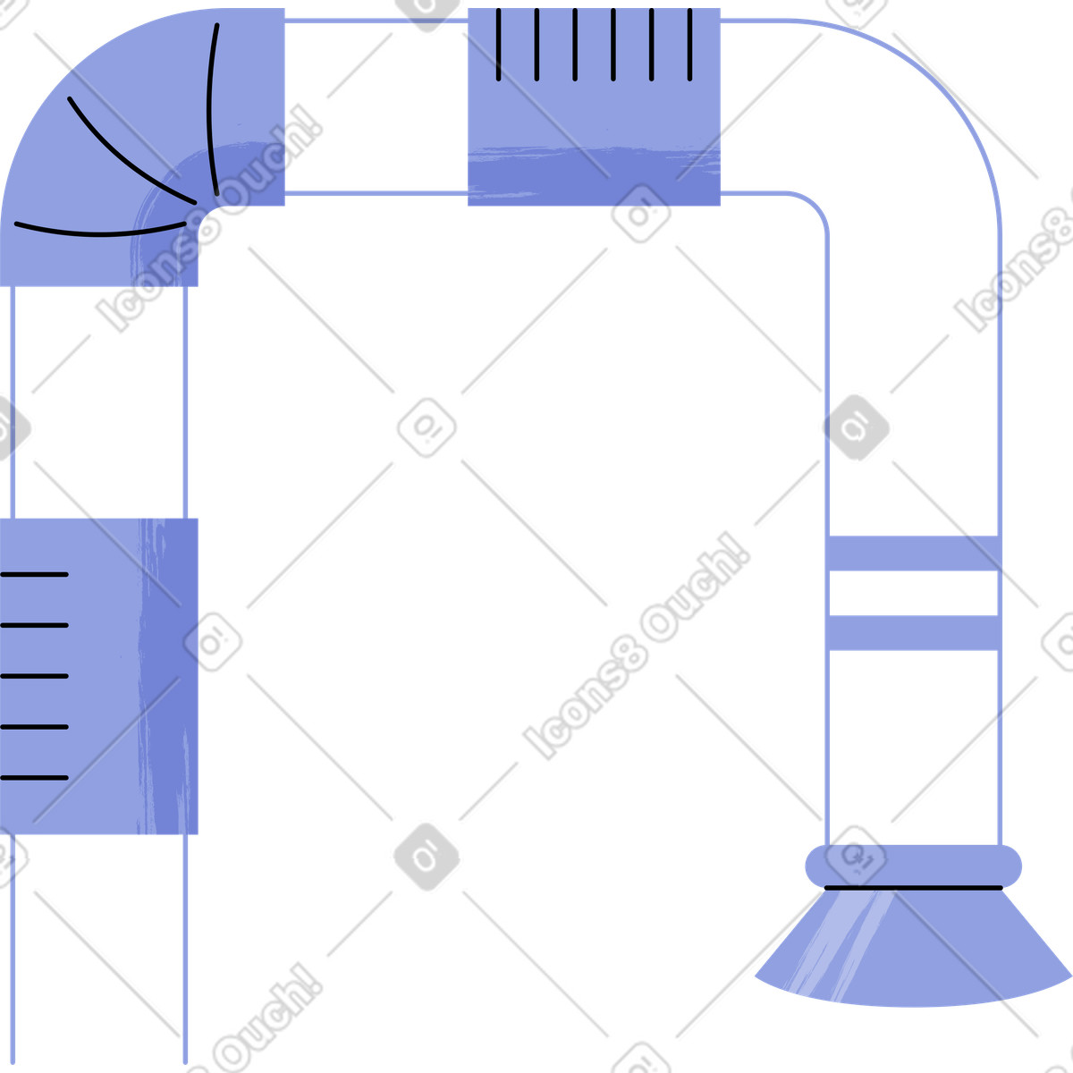 Pipe with two bends illustration in Juicy style download in PNG, SVG