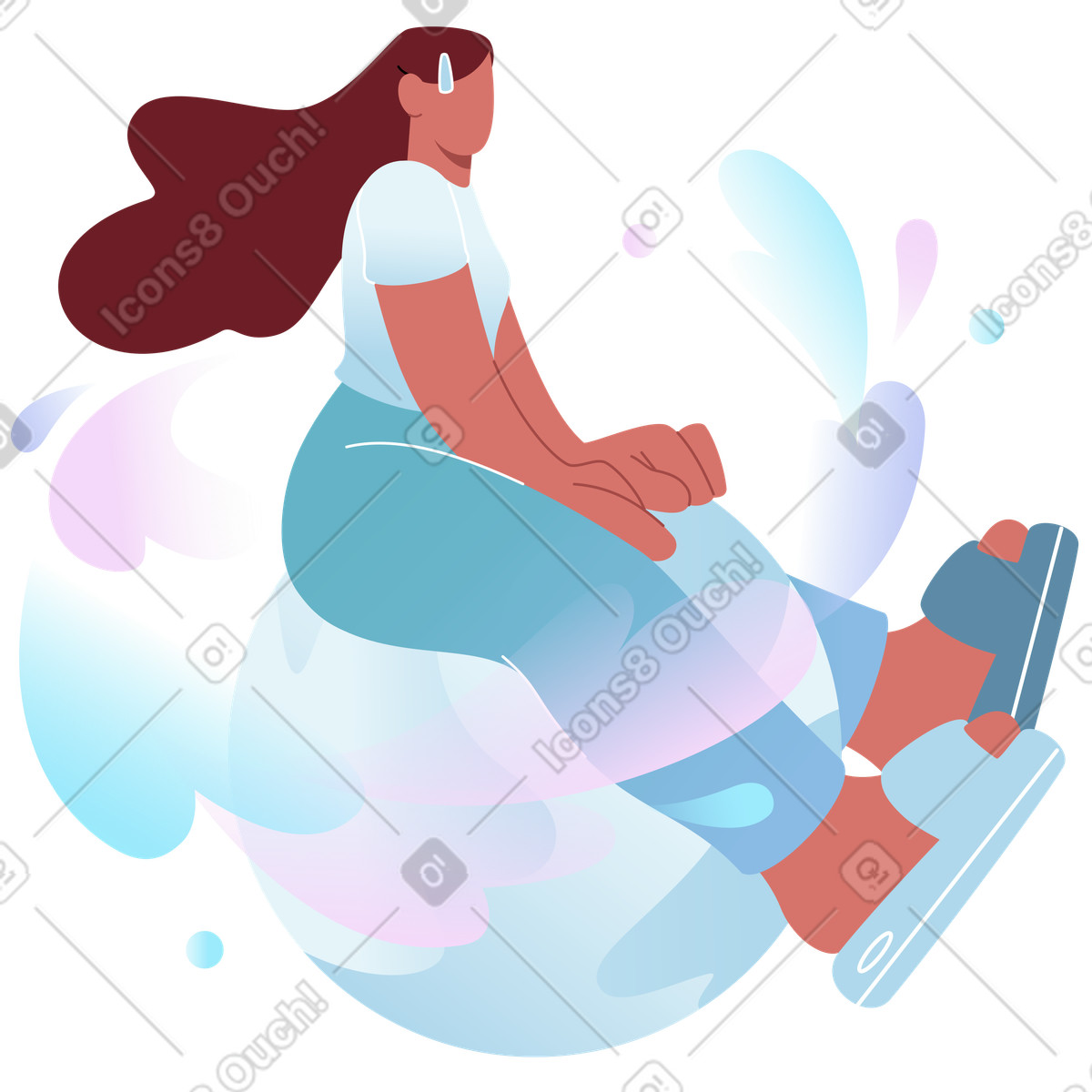 Flying on a swirling planet illustration showcasing inspiration and dreaming clipart in PNG SVG GIF