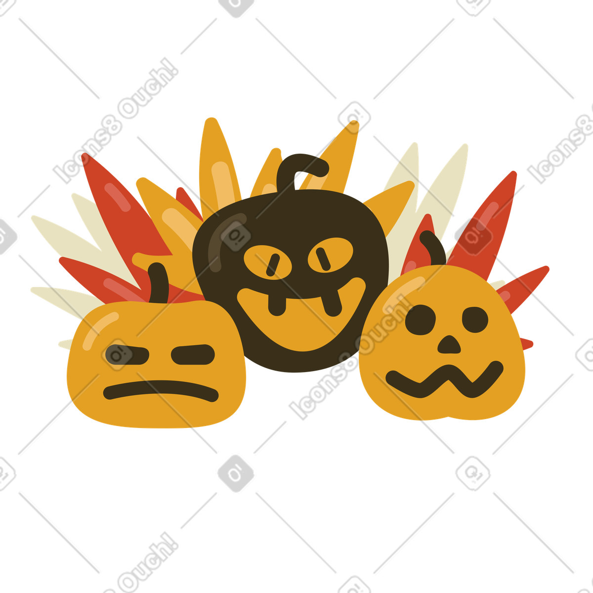Spooky carved jack-o-lanterns for halloween illustration in PNG, SVG