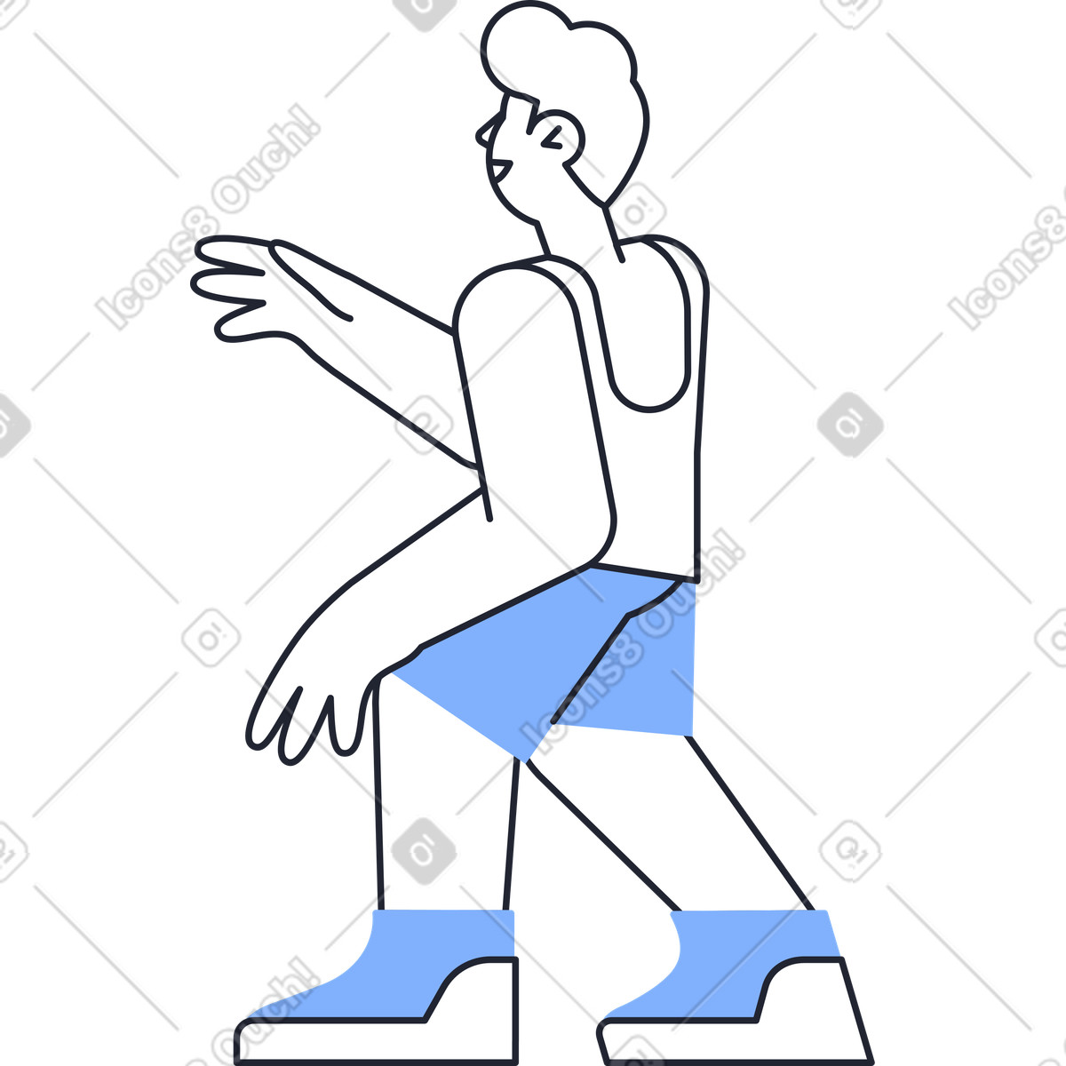 Ilustração de Homem short azul em pé no estilo Pablita para baixar PNG, SVG