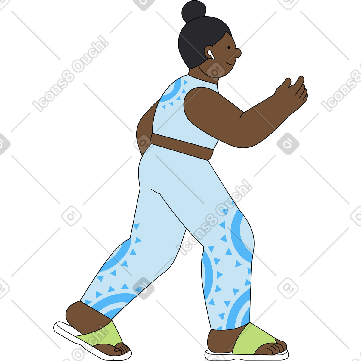 Frau zu fuß seitenansicht-Illustration im Kindy-Stil als Download in PNG, SVG