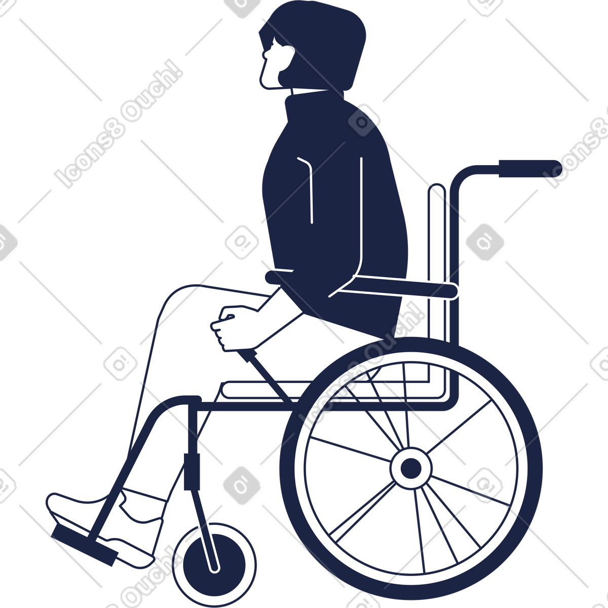 Mann im rollstuhl seitenansicht-Illustration Urban Line-Stil als Download in PNG, SVG