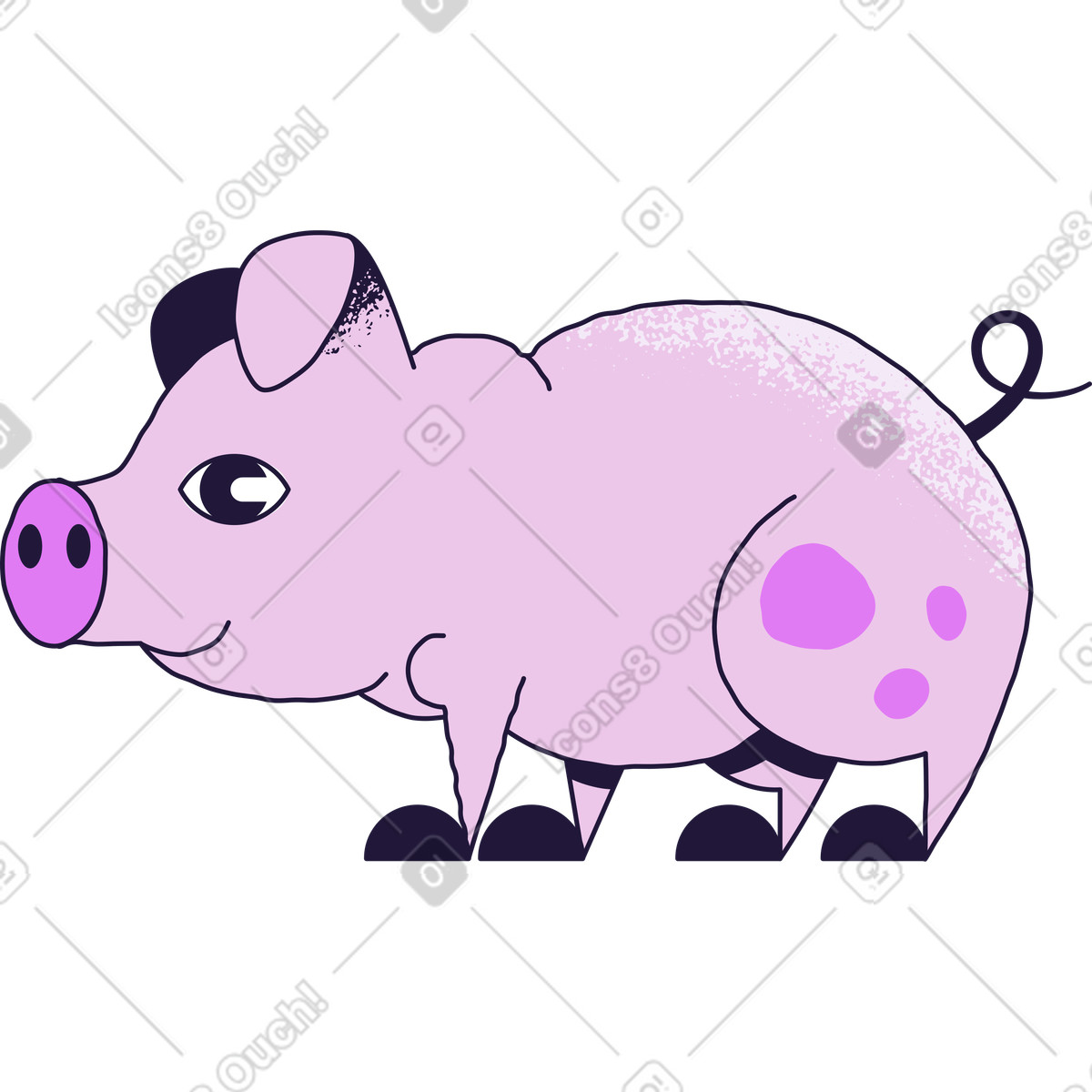 Ilustración Cerdo en estilo Conifer a descargar en PNG y SVG