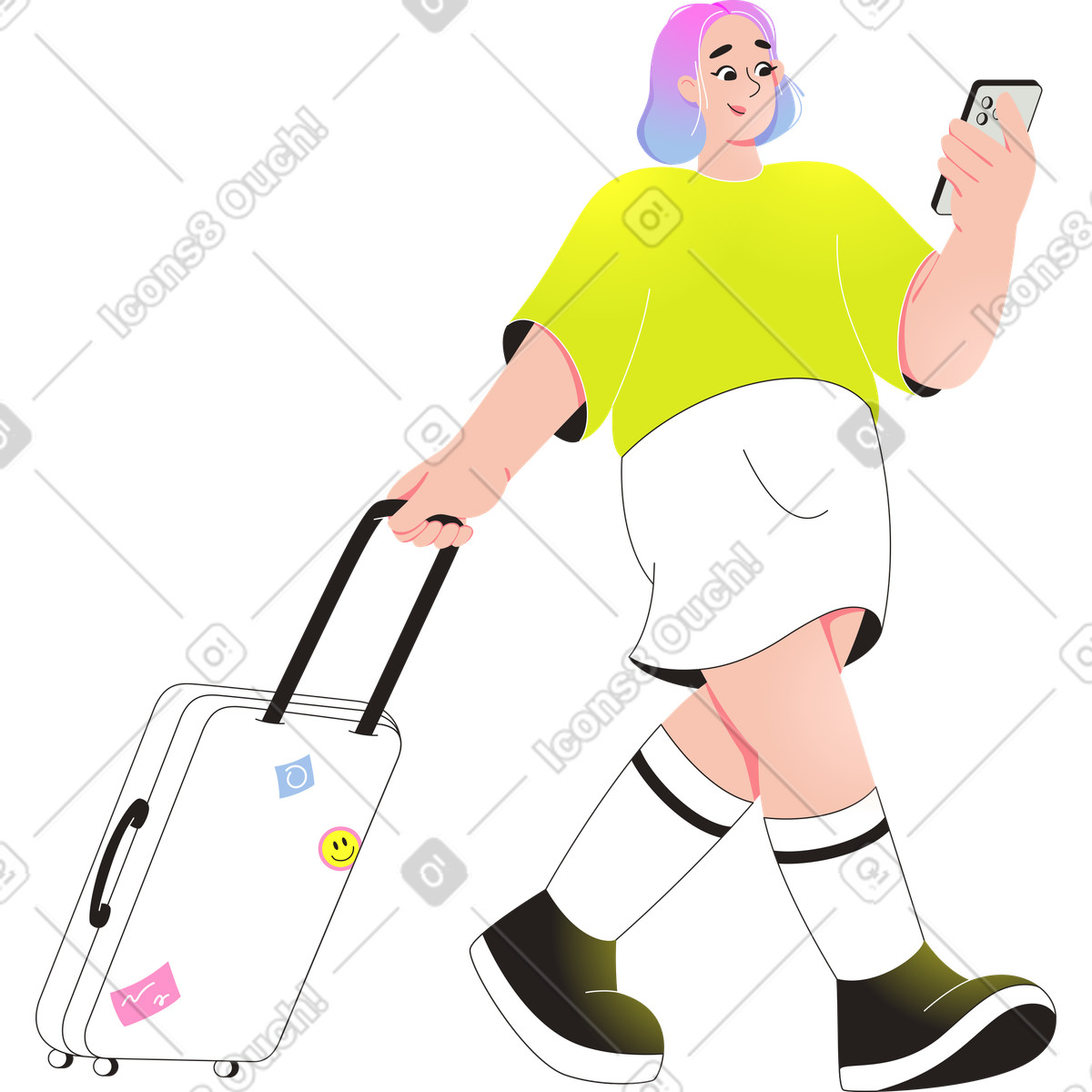 下载 Like 风格的 女人旅行 插画，支持 PNG、SVG 格式