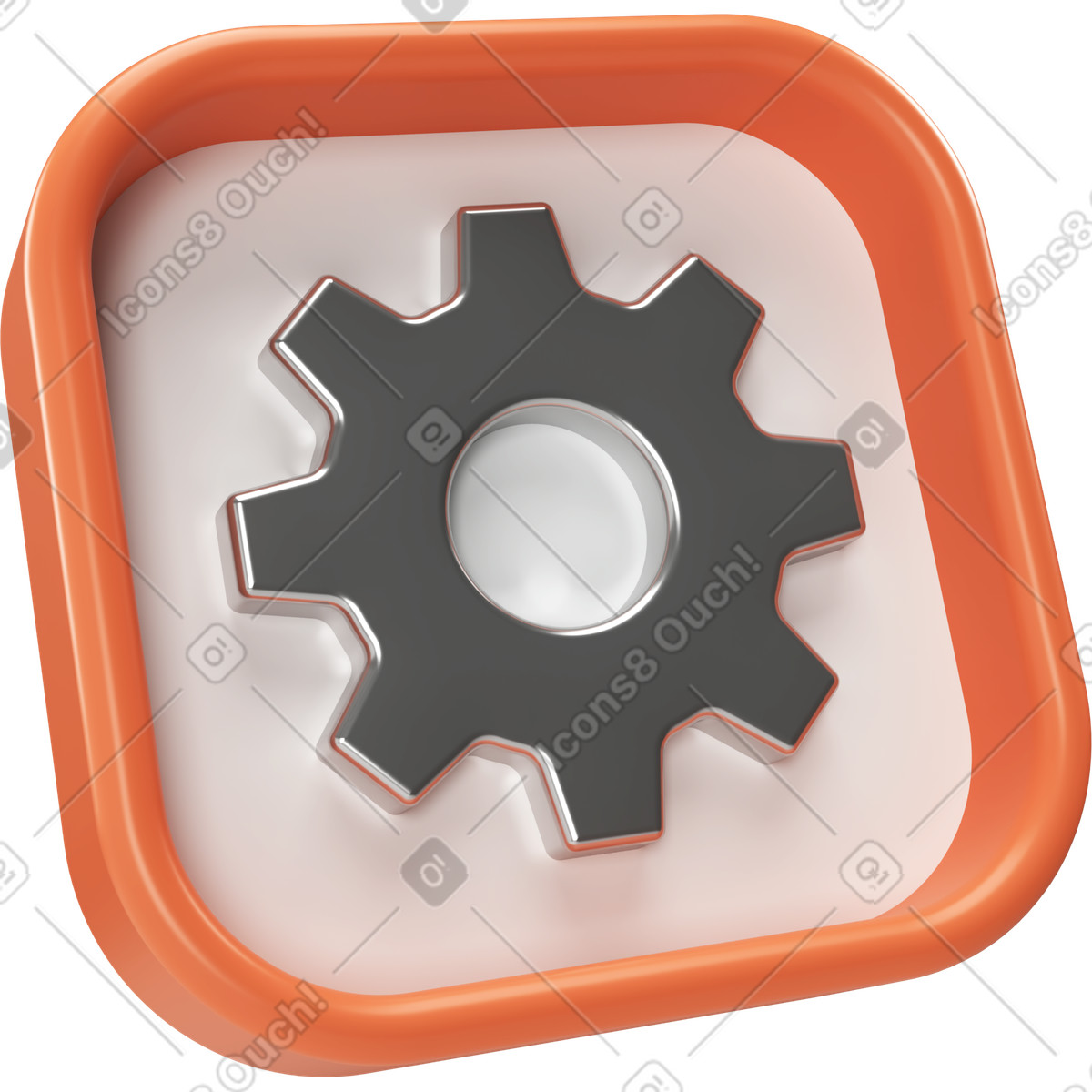 Gear on plate with outline illustration in PNG, SVG