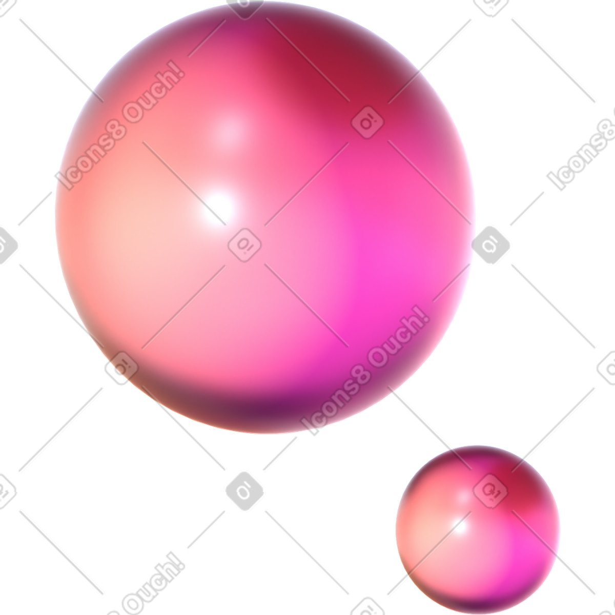 Ilustración Esferas de cristal grandes y pequeñas en estilo 3D Glassy a descargar en PNG SVG