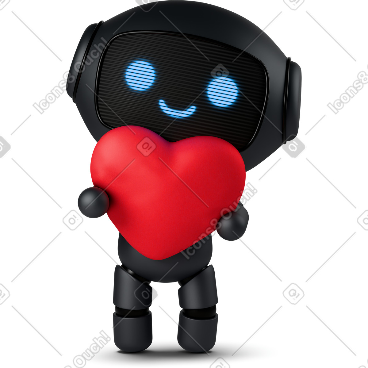 Ilustración Black cute robot with heart en estilo 3D Business a descargar en PNG y SVG