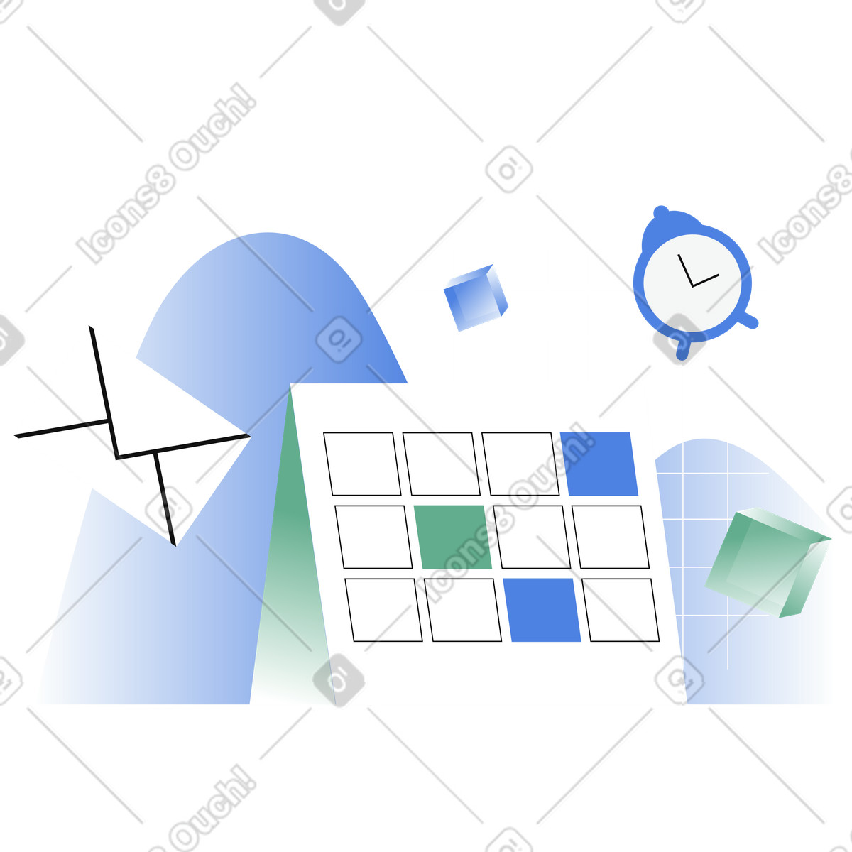 Time management and schedule for highest efficiency illustration in PNG, SVG