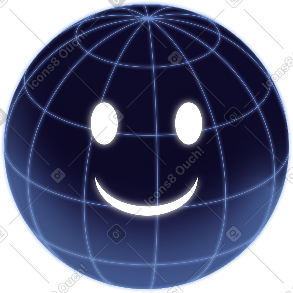 Ilustração de Smiling digital globe for worldwide unity and international connection em no estilo Dimension para baixar em PNG, SVG