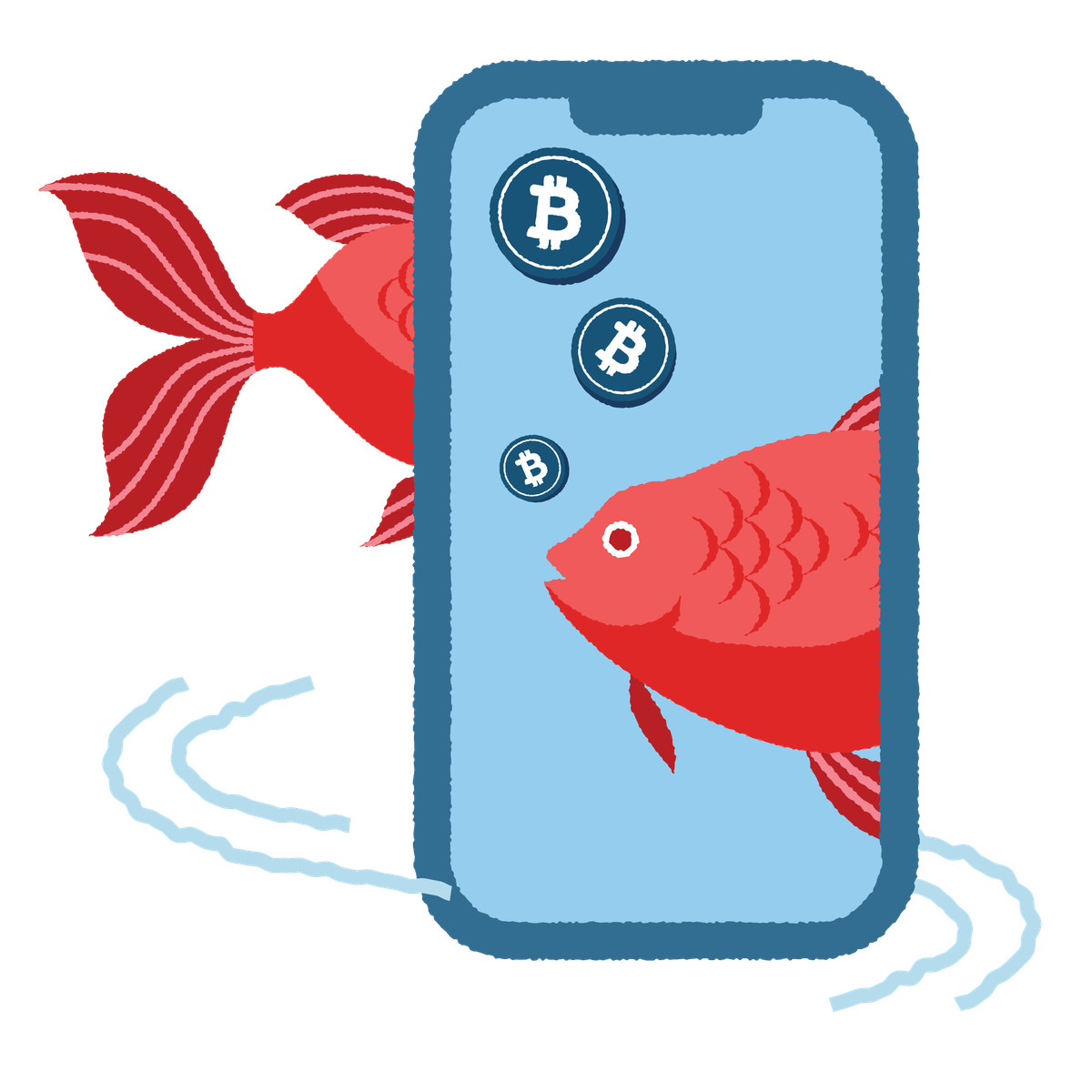 Ilustración Fish and bitcoins en estilo Cherry a descargar en PNG y SVG