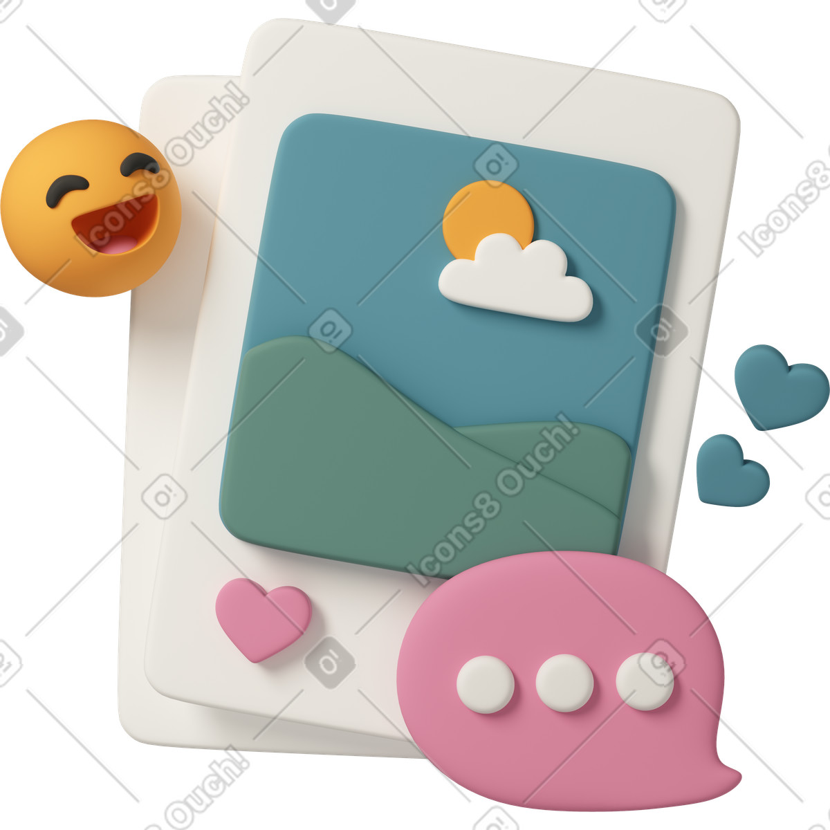 Ilustración Social media posts and reactions en estilo 3D Casual life a descargar en PNG y SVG