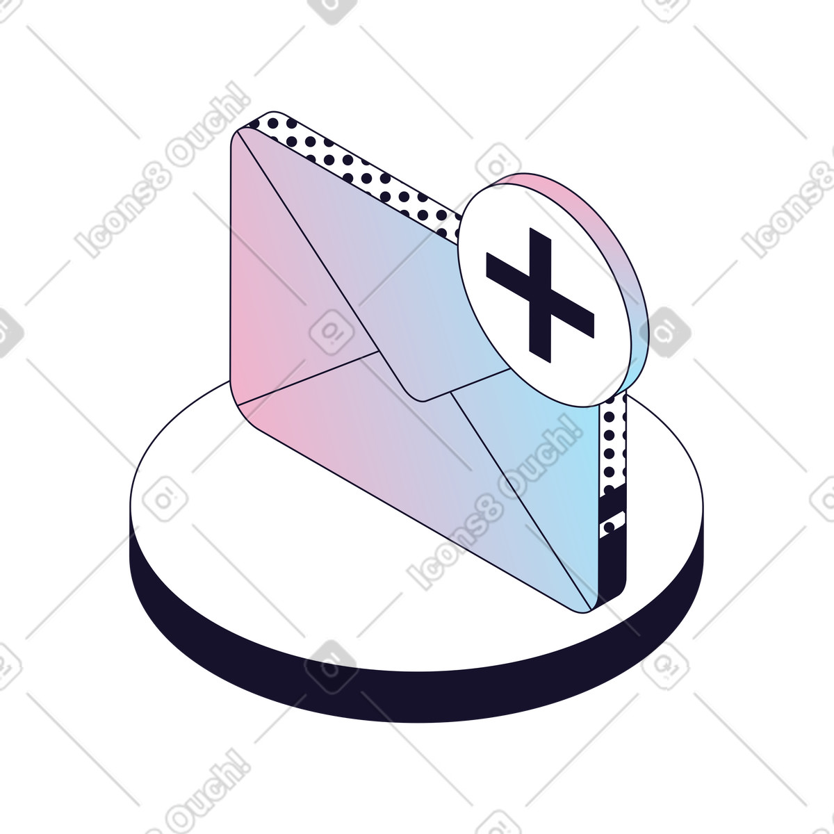 Ilustración Email Add, New Message, Inbox Action en estilo Node a descargar en PNG y SVG