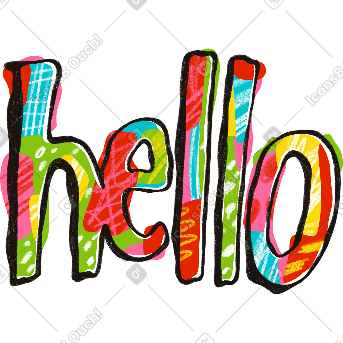 Ilustración Hand drawn lettering hello with textures en estilo a descargar en PNG y SVG