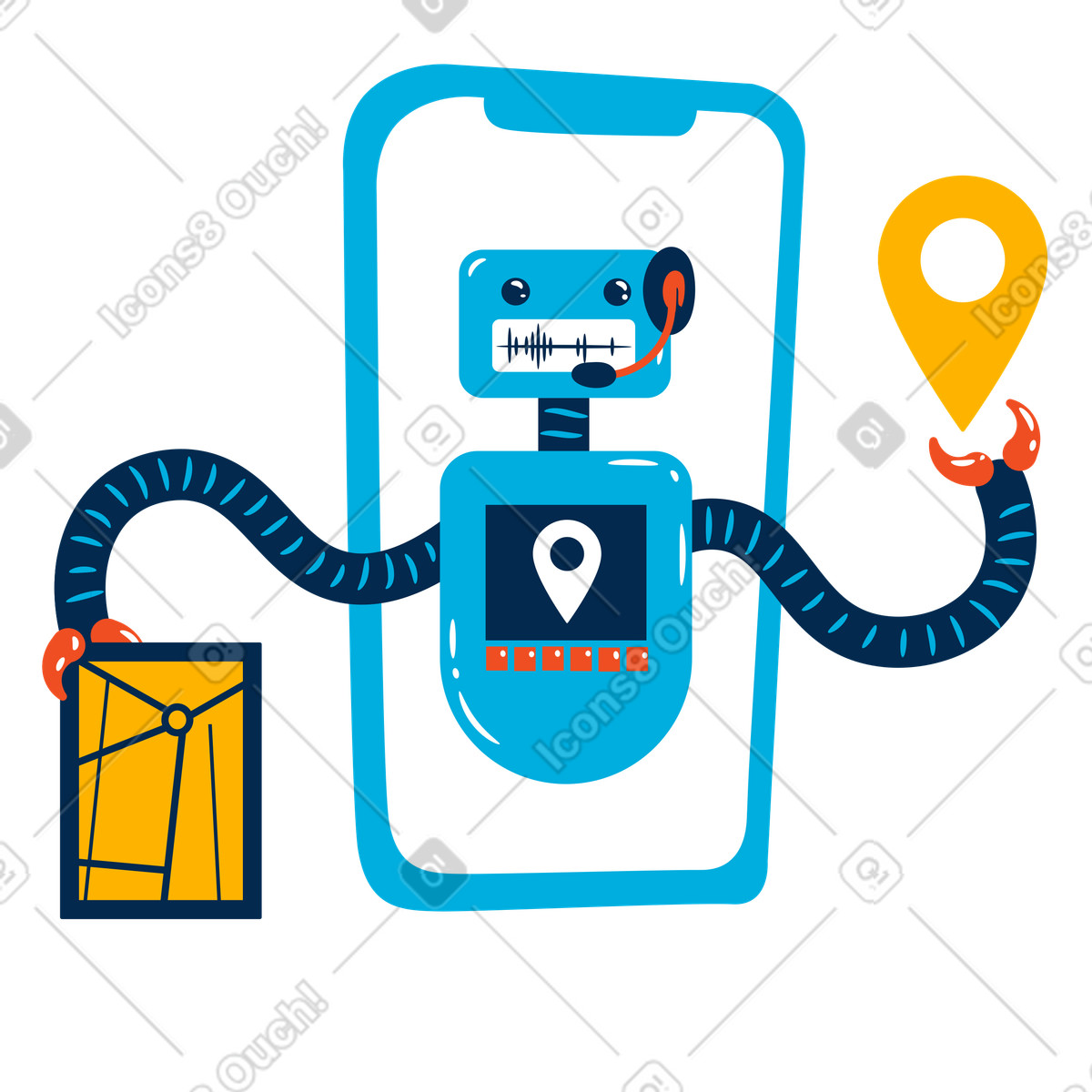 Ilustração de App navegação em no estilo Flame para baixar em PNG, SVG