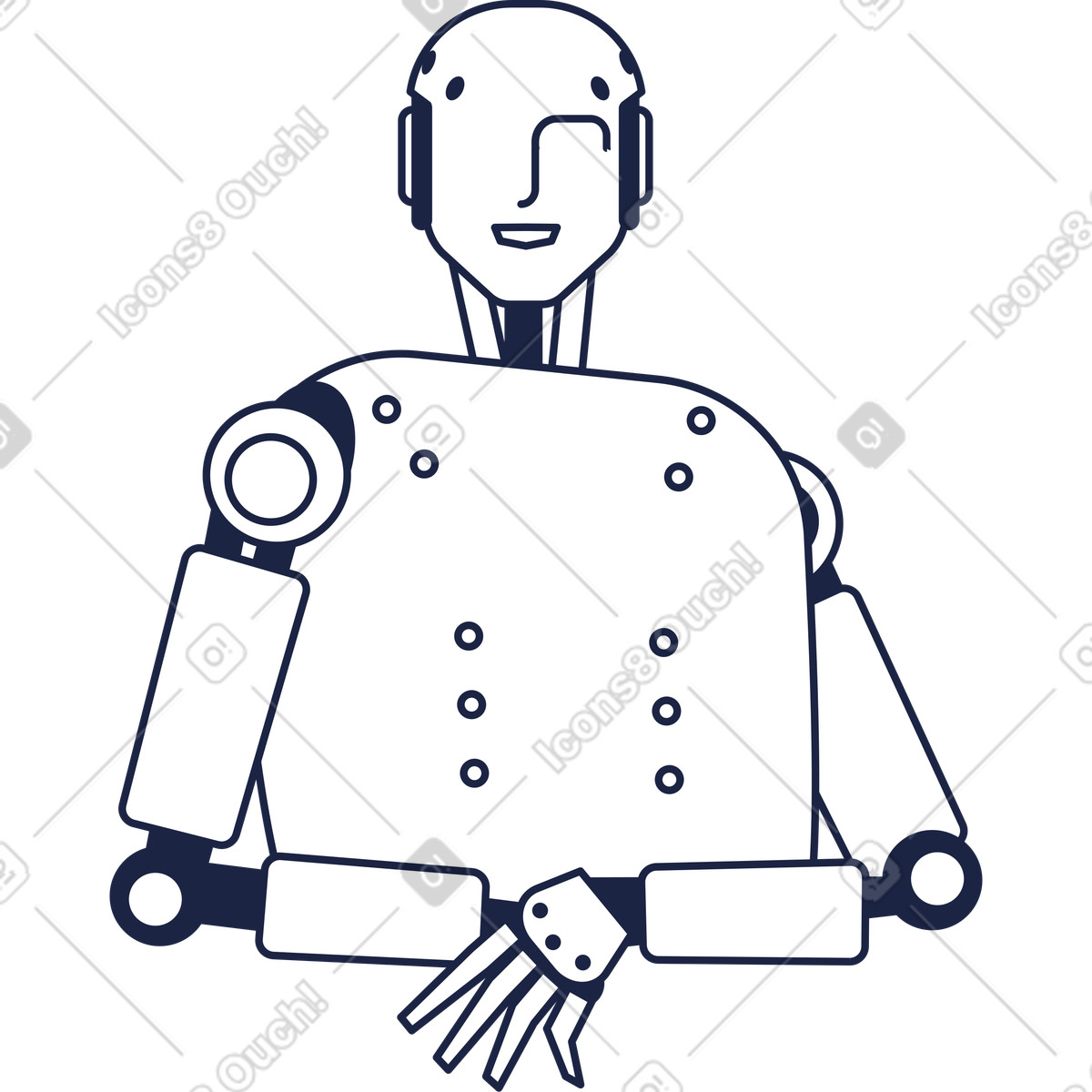 Android robot is sitting at table illustration in Urban Line style download in PNG, SVG