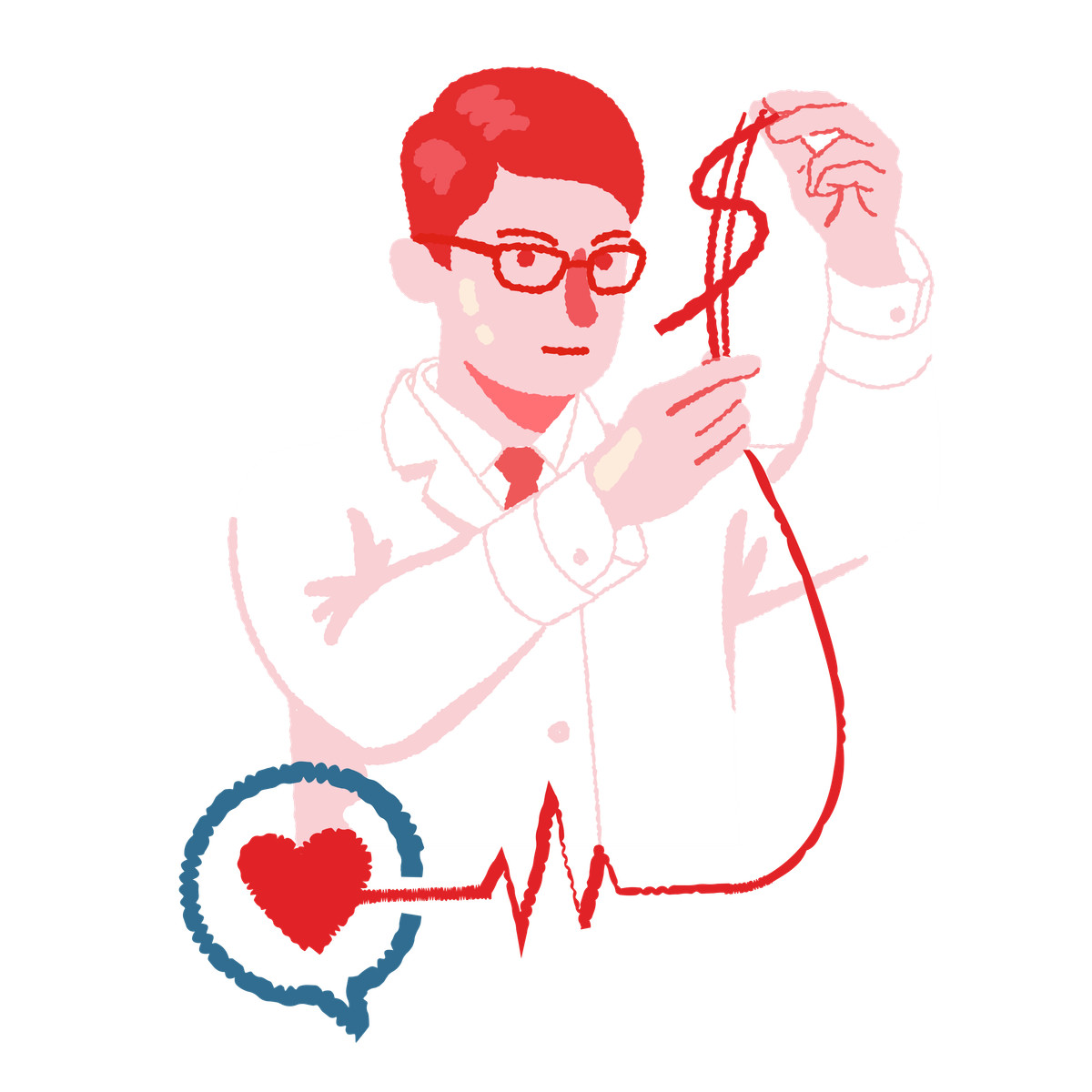 Man analyzing profit of medical business-Illustration im Cherry-Stil als Download in PNG, SVG