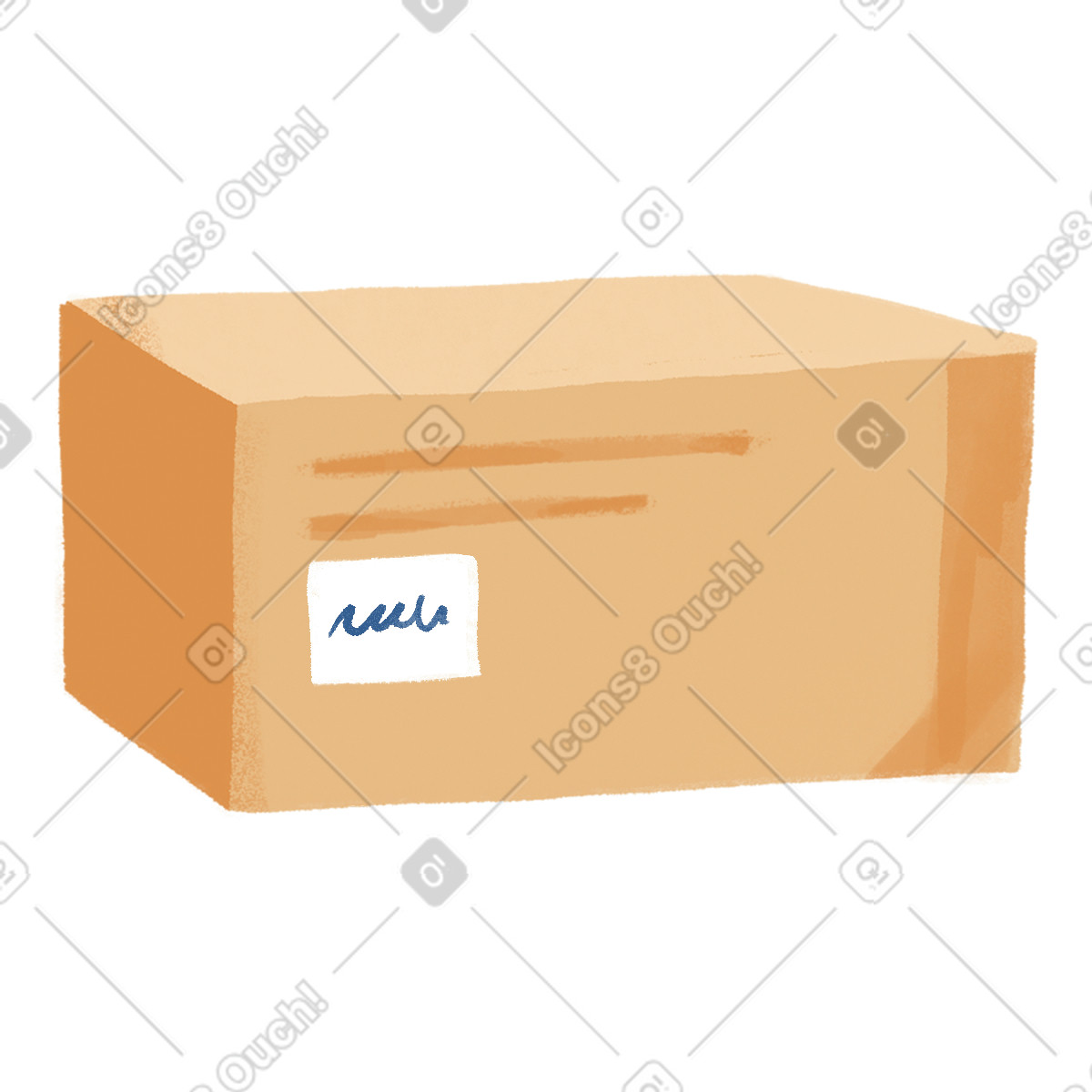 Cardboard box with barcode illustration in Ikigai style download in PNG, SVG