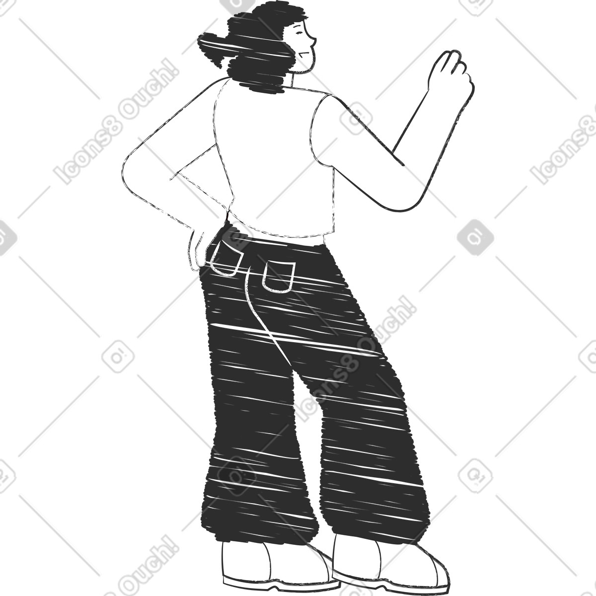 Illustration Femme debout dans le style Graphite à télécharger aux formats PNG, SVG