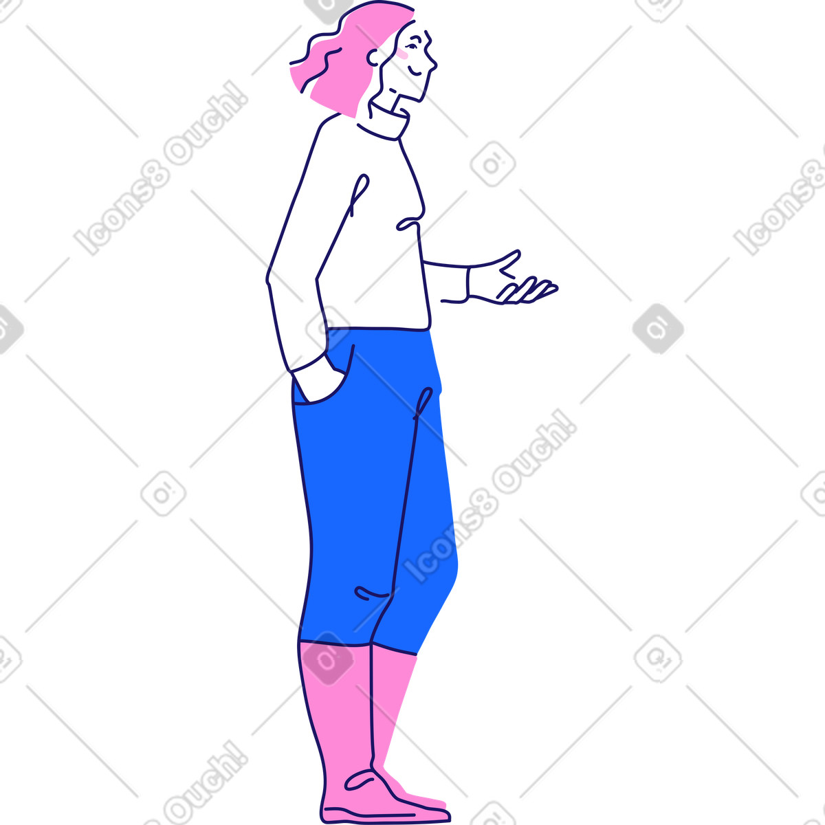 Illustration Femme tenant quelque chose dans le style Matey à télécharger aux formats PNG, SVG