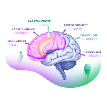 An illustration highlighting the brain's empathy center with labels