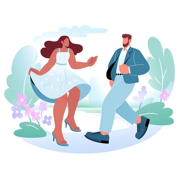 A charming woman in a beautiful dress glances playfully at a gentleman in a park.