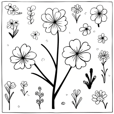 A black-and-white illustration of a botanical chart displaying the anatomy of grevillea flowers. The chart features detailed labeled diagrams of grevillea flowers from various angles, highlighting individual components such as the petals, stamens, and reproductive structures. Each flower is depicted with precise lines, showing the intricate patterns and shapes. Surrounding the central flower diagrams are smaller illustrations depicting the different species of grevillea, arranged neatly for comparison. The background features faint grid lines to enhance the educational aspect of the chart.