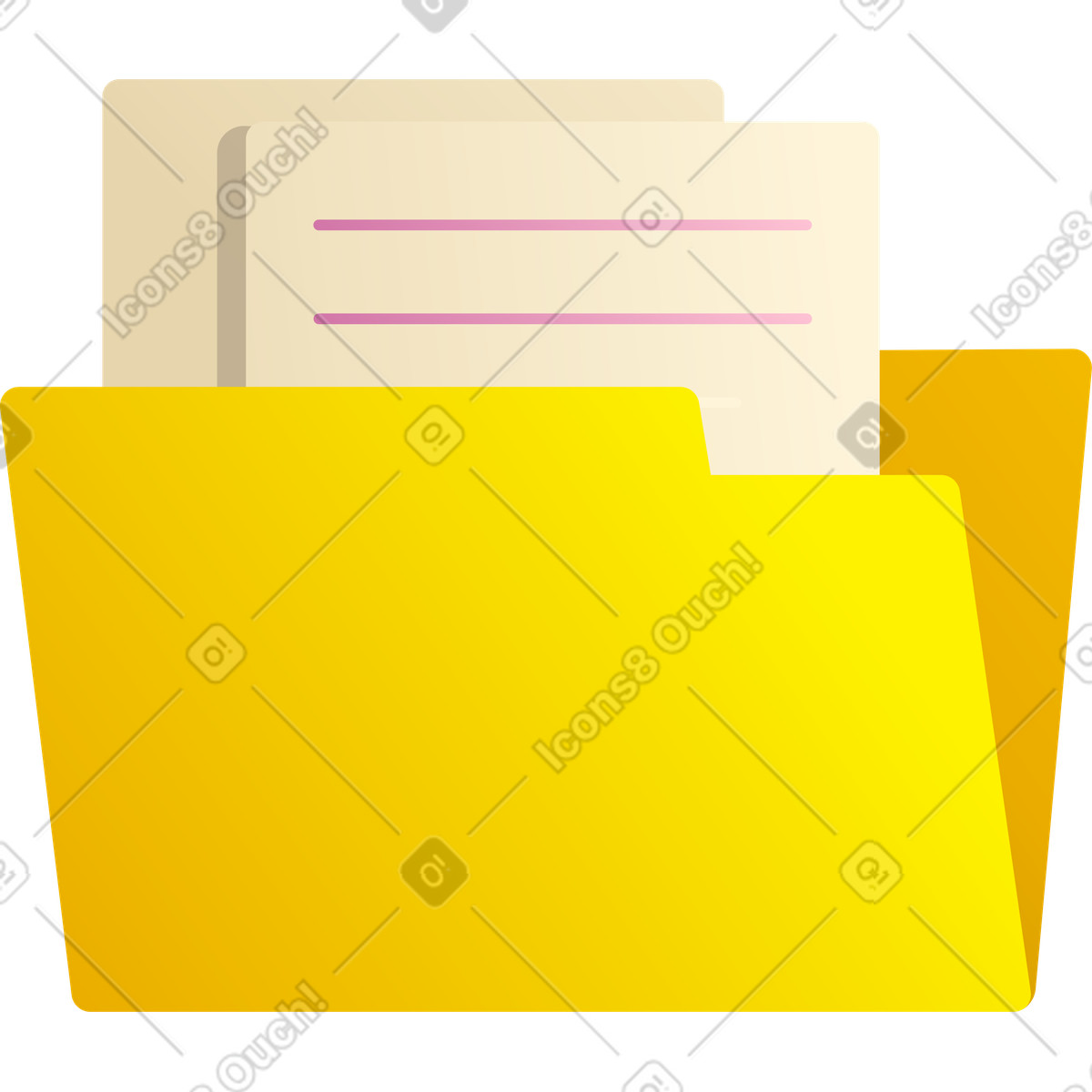 Ilustração de Pasta com papéis em no estilo Silky para baixar em PNG, SVG