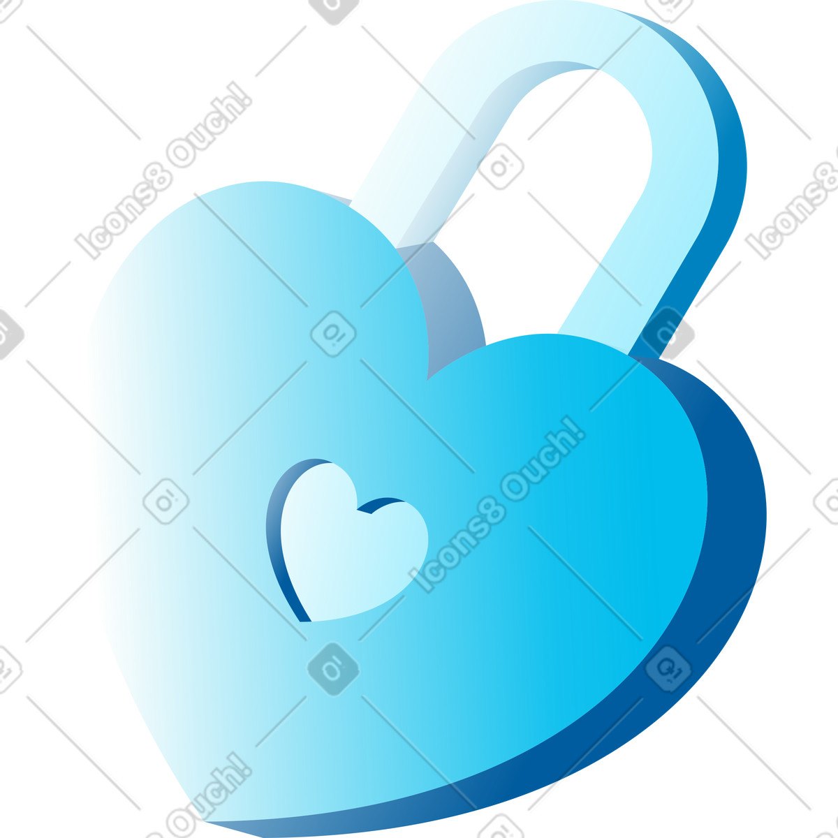 Heart lock illustration in Icy style download in PNG, SVG