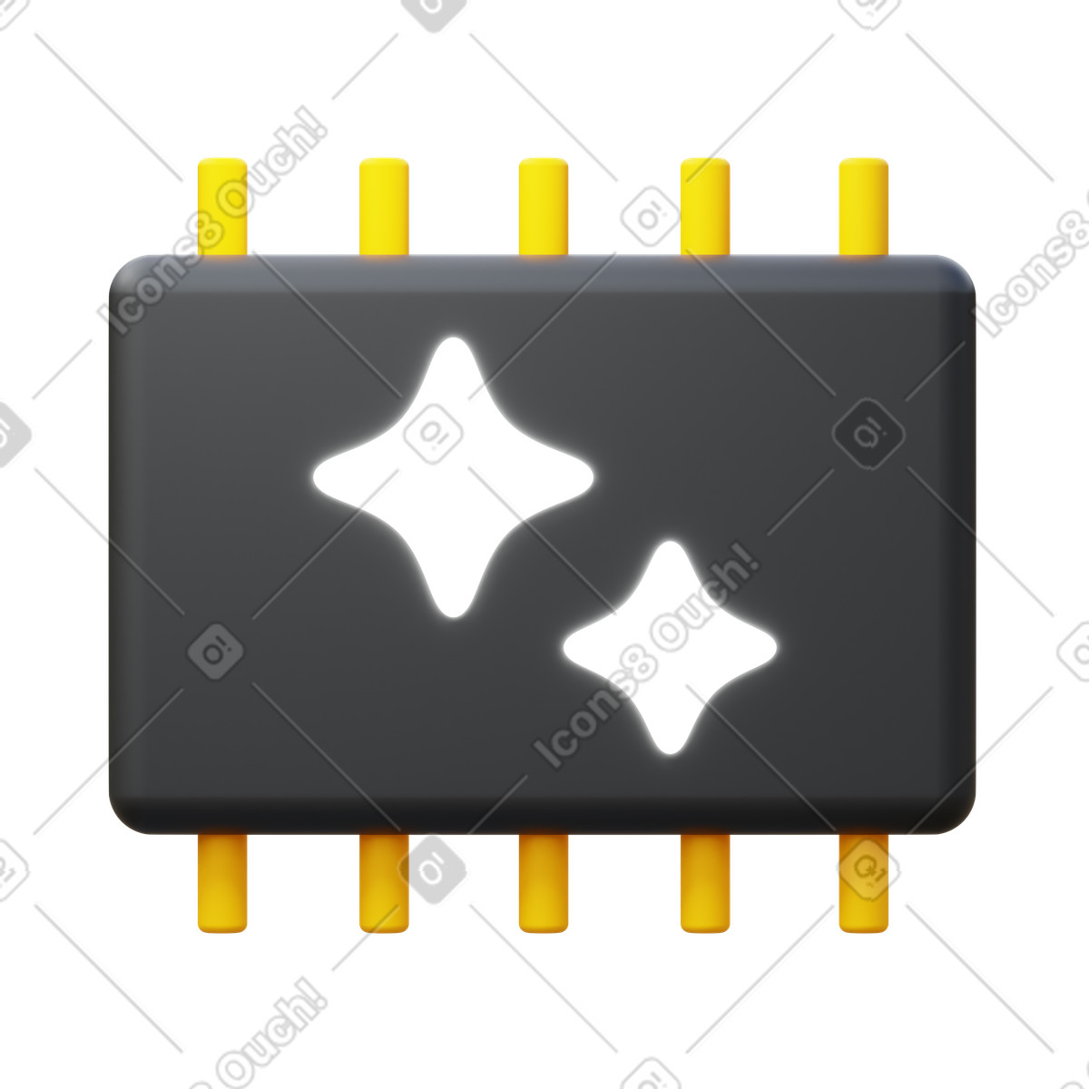 3D Black AI Chip illustration in PNG, SVG