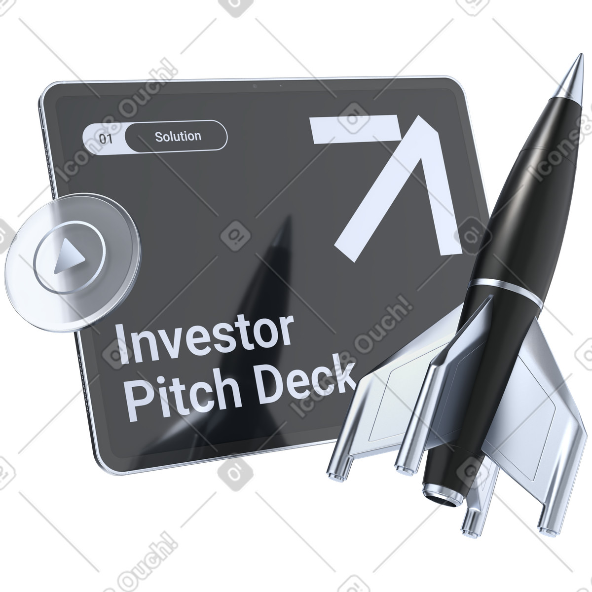 Ilustración Startup fundraising investor pitch deck on digital screen en estilo 3D Pro a descargar en PNG y SVG