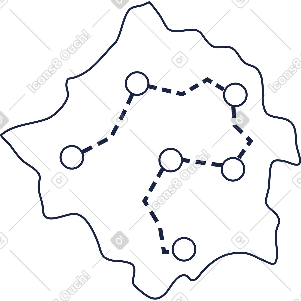 Ilustración Mapa de ruta senderismo en estilo Urban Line a descargar en PNG y SVG