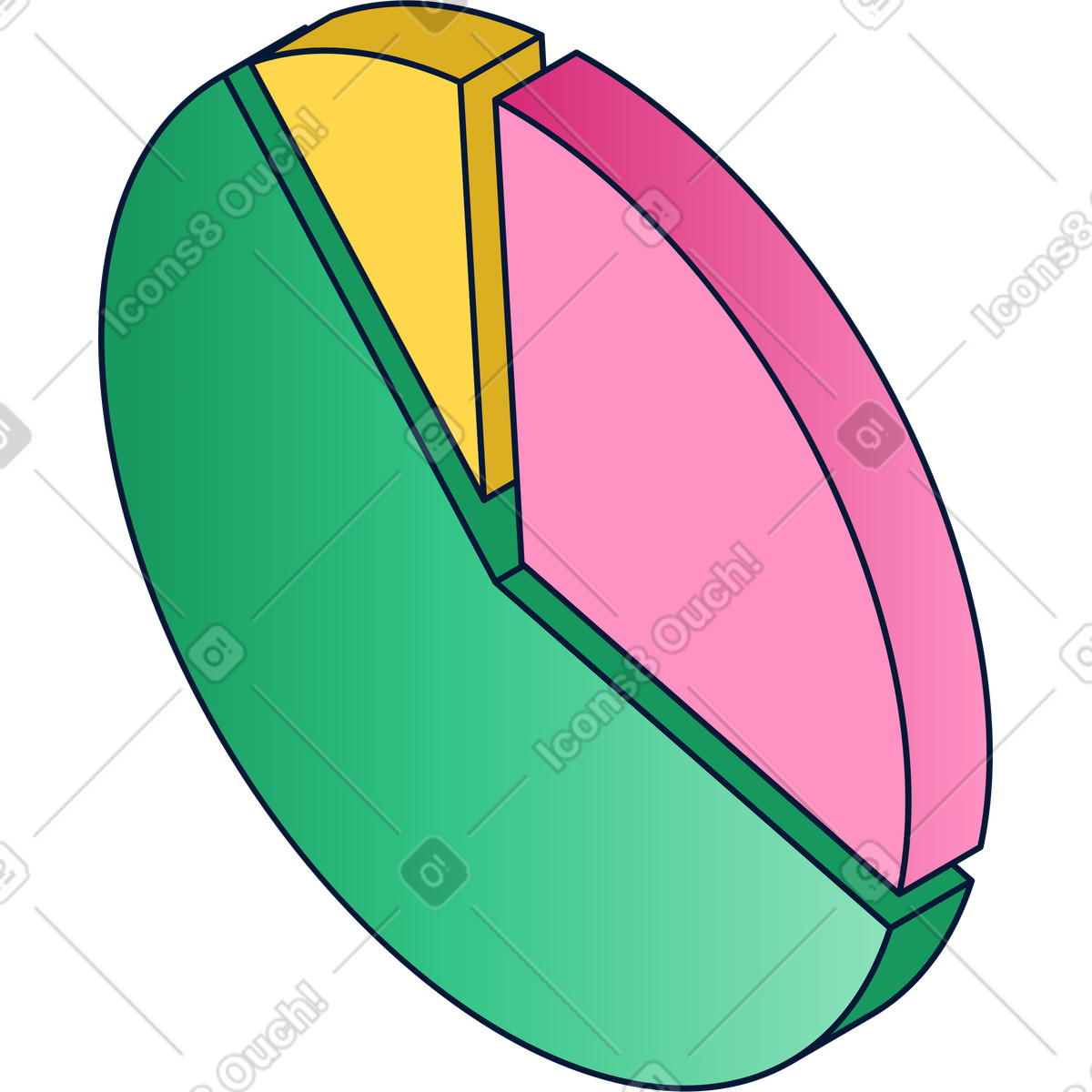 Ilustración Isometría del gráfico circular en estilo Neat a descargar en PNG y SVG