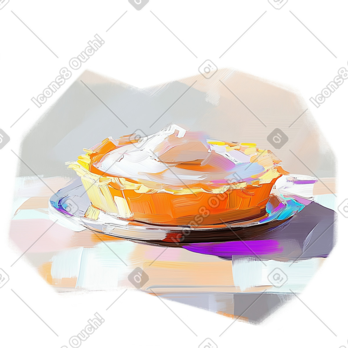 Oil painting of a thanksgiving postcard with pie illustration in Pictorial style download in PNG, SVG