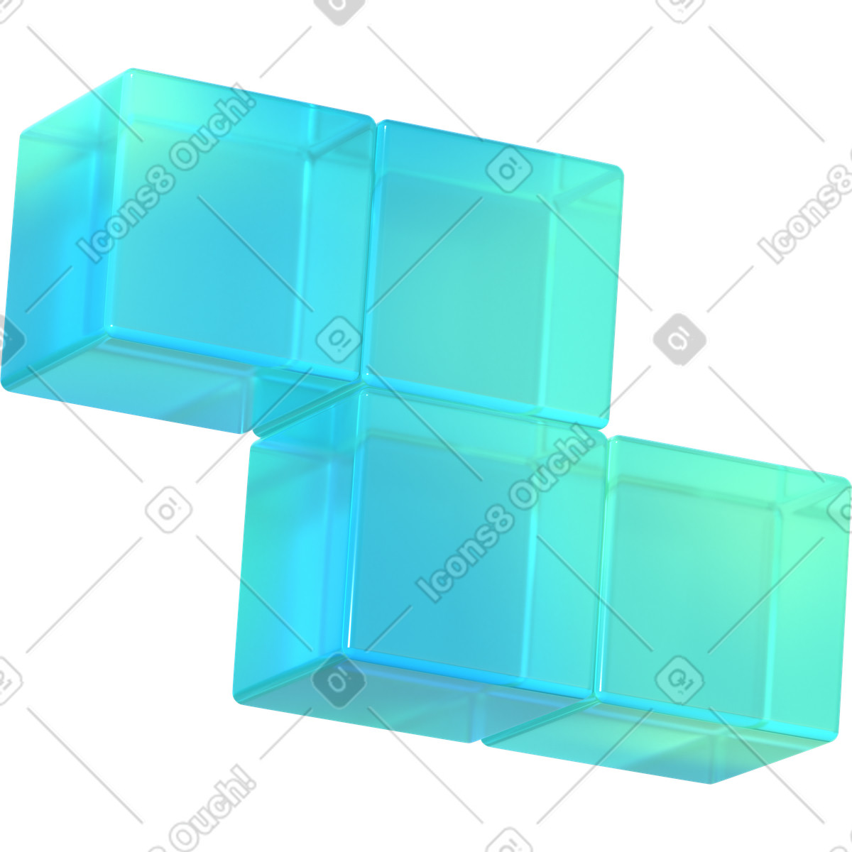 Illustration animée Tetris z dans le style 3D Glassy à télécharger aux formats GIF, Lottie (JSON), AE