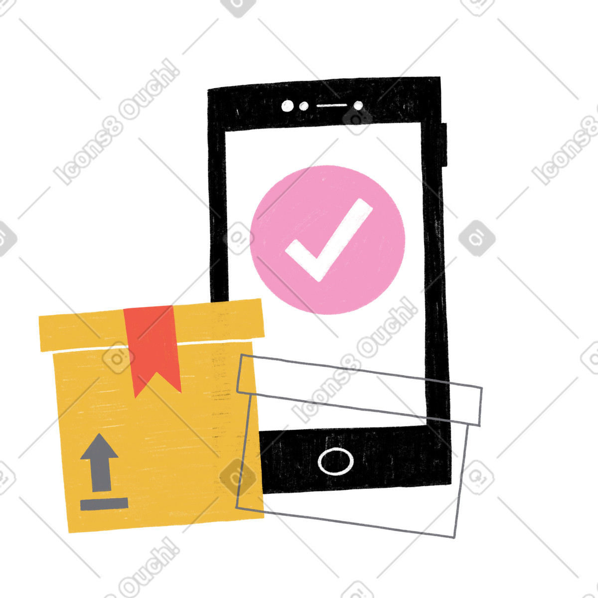 Иллюстрация Order delivered to destination в стиле Tutti — скачать в форматах PNG, SVG