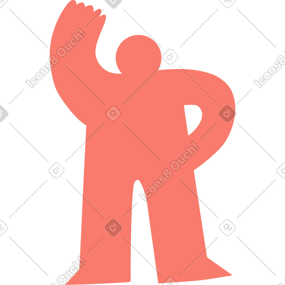 Ilustração de Character waving hand silhouette with arm raised in greeting pose em no estilo Bold People para baixar em PNG, SVG