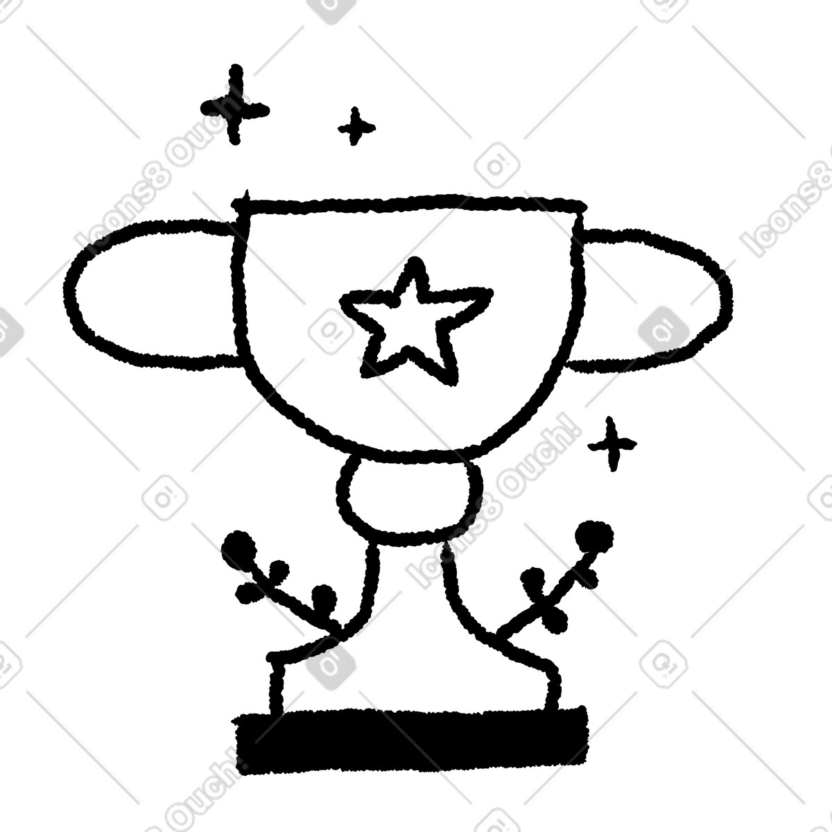 Trophy cup with star emblem and sparkles celebrating big achievement illustrazione in stile Black Chalk scarica in PNG, SVG