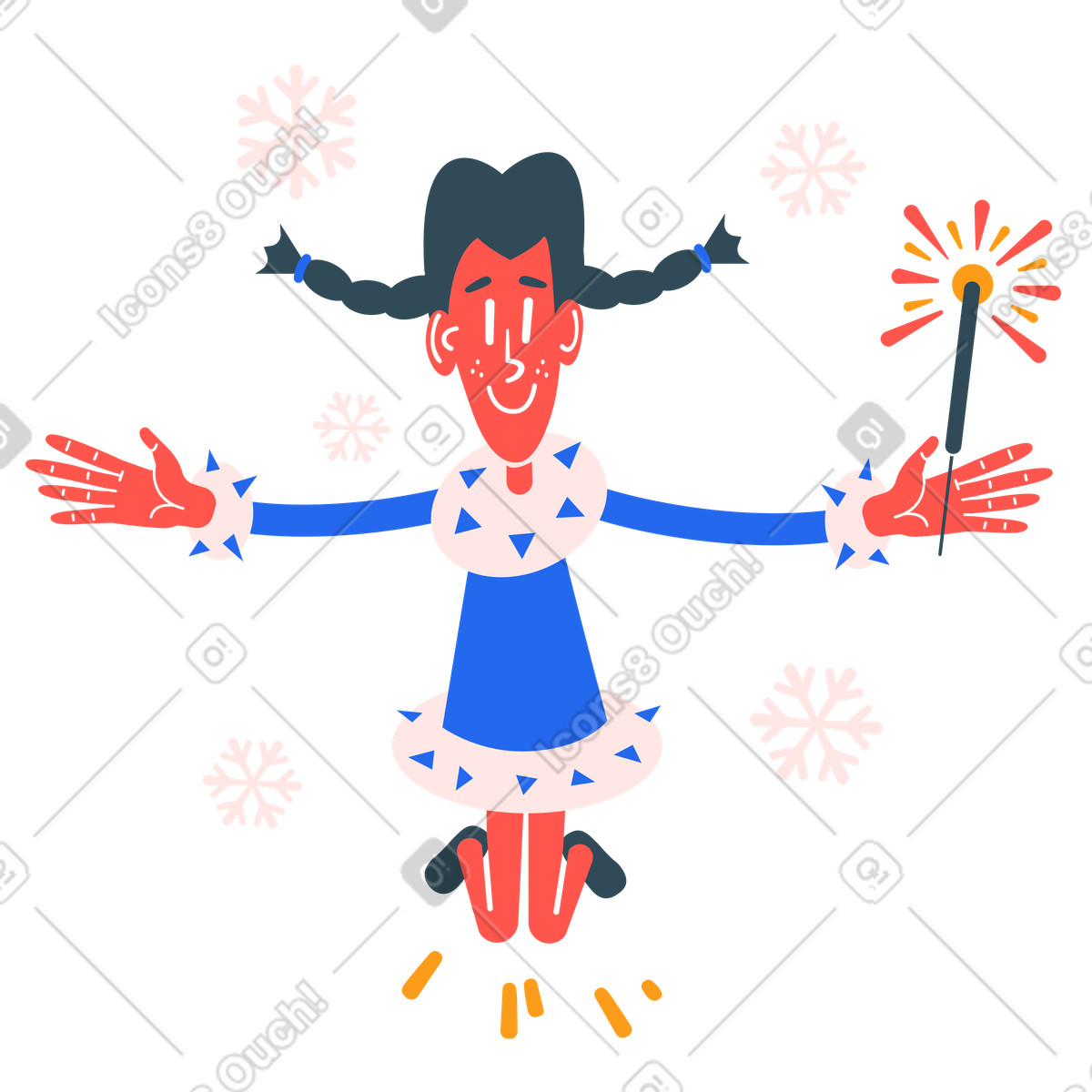 Ilustração de Person holding sparkler and jumping joyfully em no estilo Kingdom para baixar em PNG, SVG