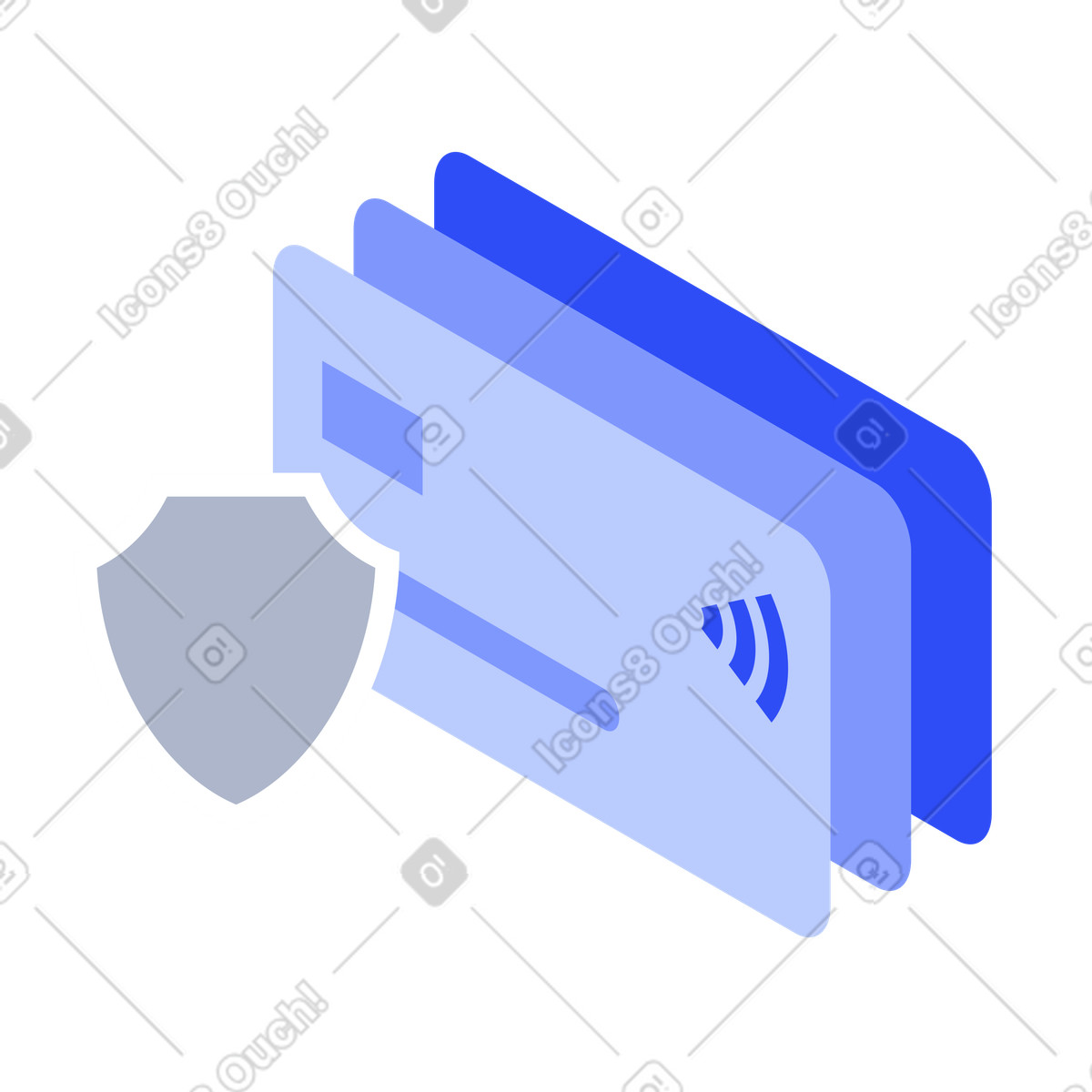 Digital banking security with protected contactless credit cards illustration in System style download in PNG, SVG
