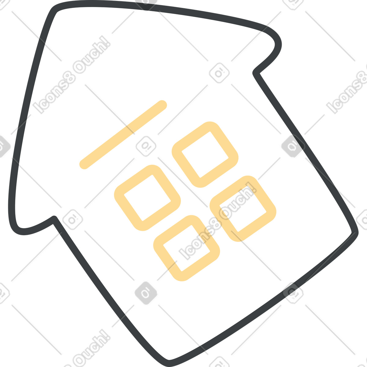 Illustration Maison de biscuits avec fenêtres jaunes dans le style Kiddo à télécharger aux formats PNG, SVG