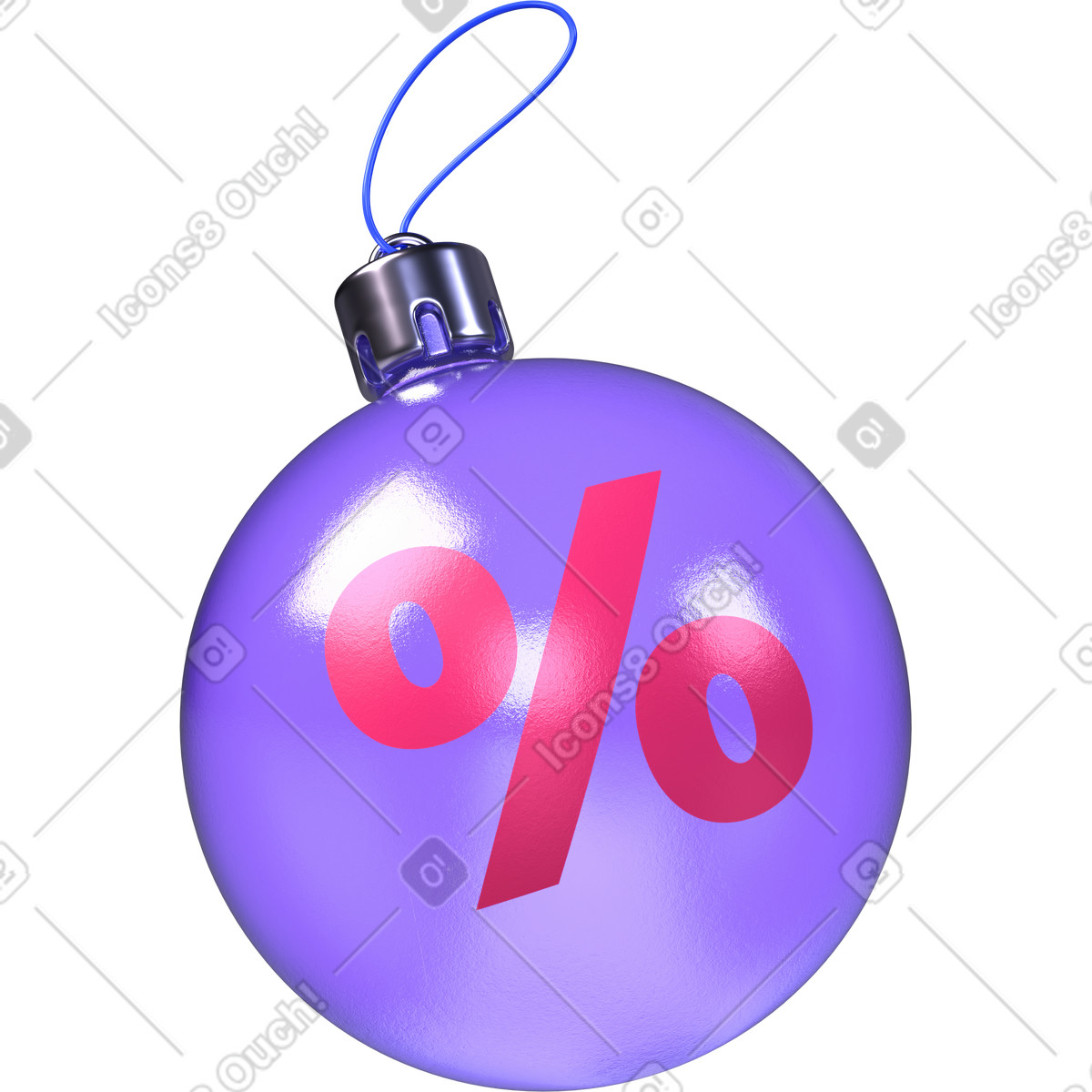 Christmas sale bauble, Percentage ornament, Festive discount symbol illustration in 3D Boost style download in PNG, SVG