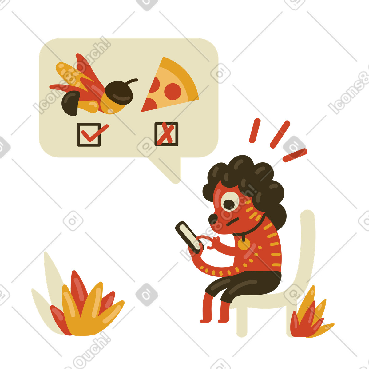 Choosing healthy food over fast food illustration in PNG, SVG