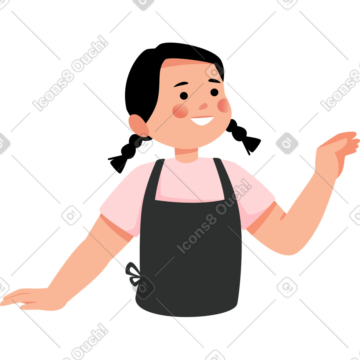 Lagom スタイルの エプロンの女の子 のイラストをPNG、SVG形式でダウンロード