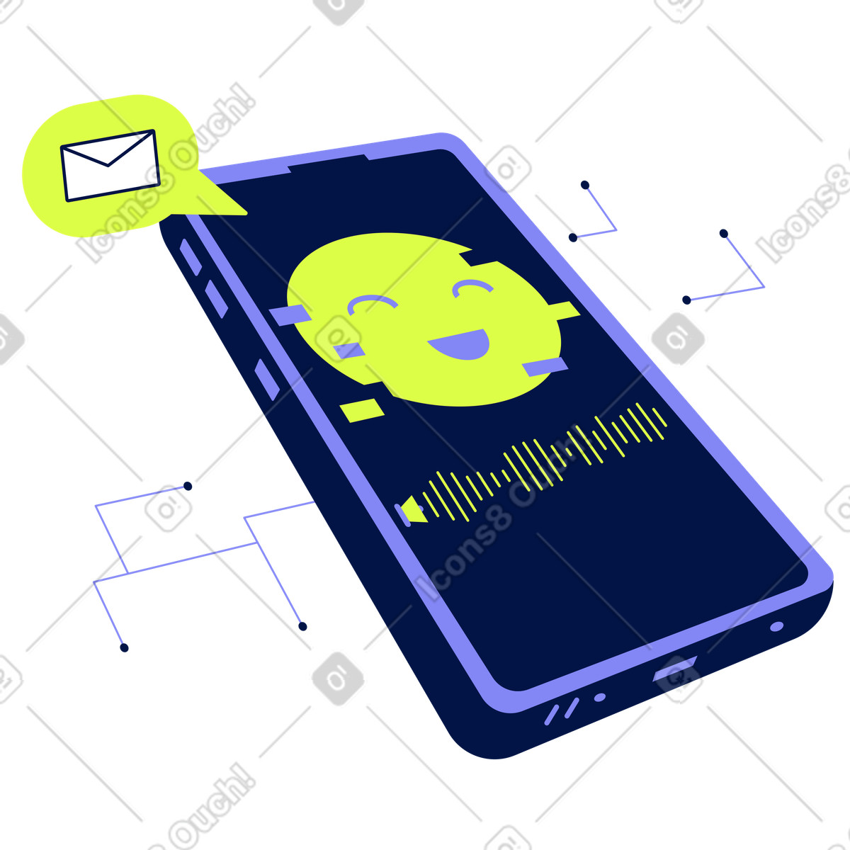 Иллюстрация Голосовой помощник в телефоне стиле Glow — скачать форматах PNG, SVG