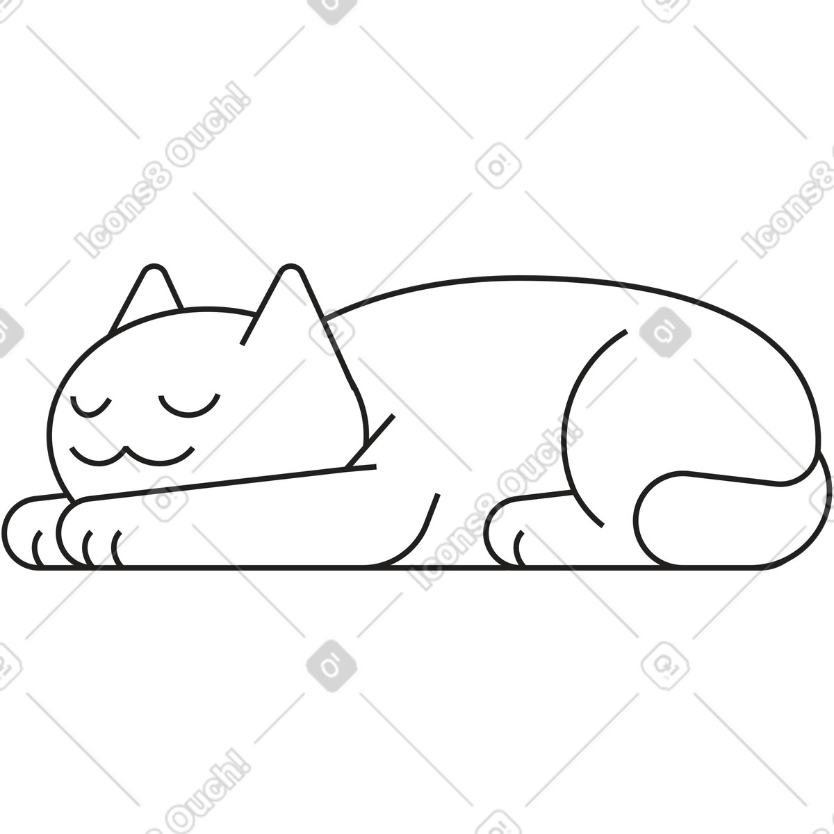 Die katze schläft-Illustration im Dazzle Line-Stil als Download in PNG, SVG