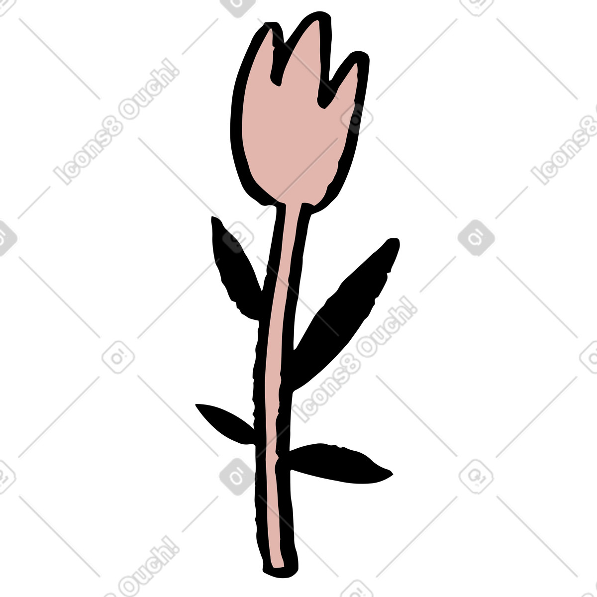 Pink-stemed flower-Illustration im Scandi-Stil als Download in PNG, SVG