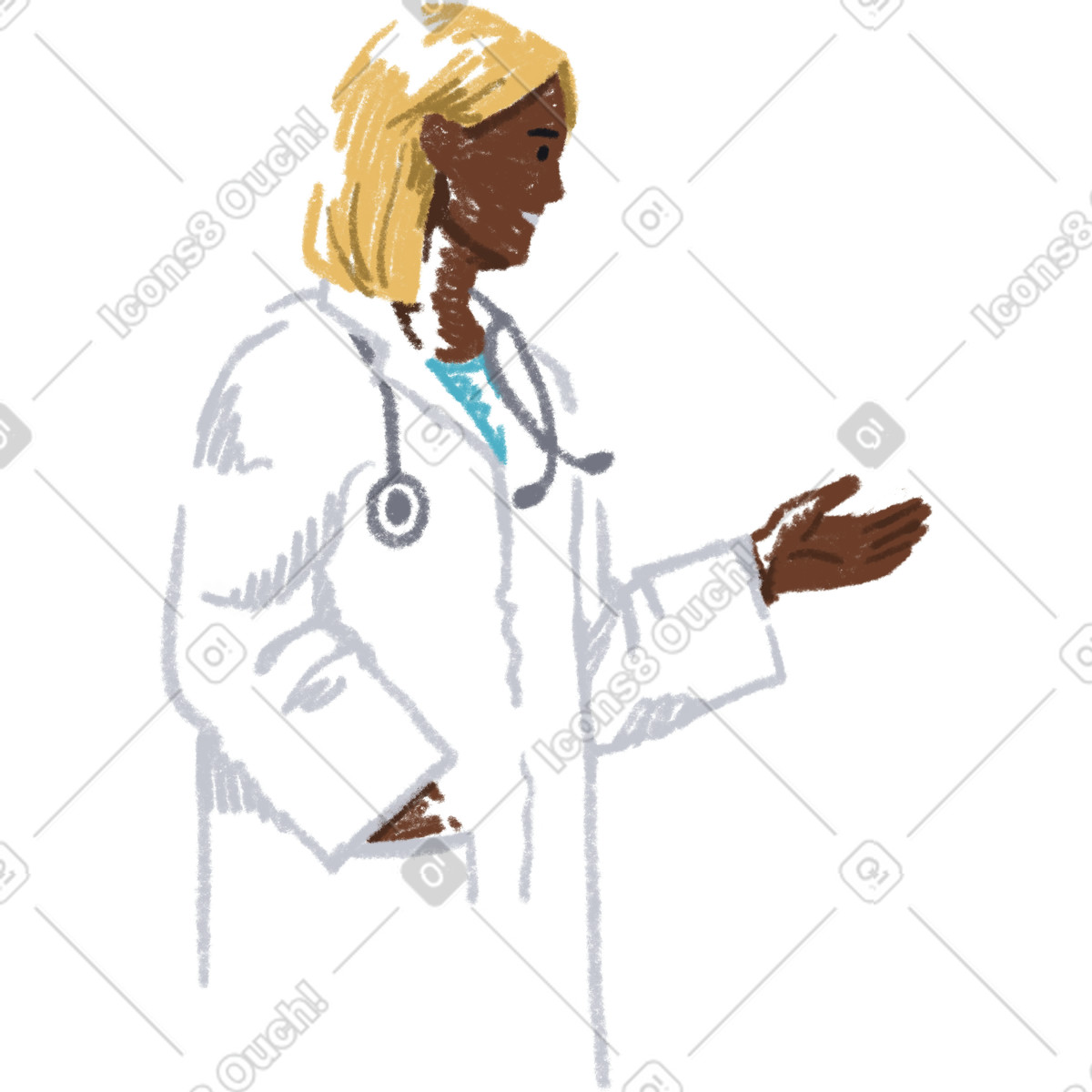 Ilustración Female doctor en estilo Sketchbook a descargar en PNG y SVG